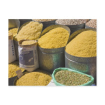 Dried pasta and beans for sale, Marrakech, 2 Postcards
