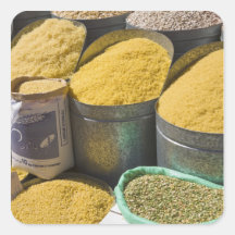Dried pasta and beans for sale, Marrakech, 2 Square Sticker