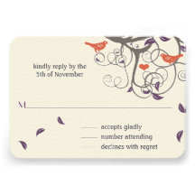 Driftwood Tree Swirl Love Birds Wedding RSVP Invites