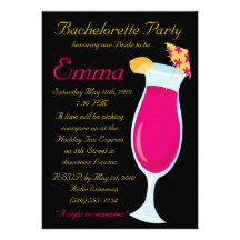 drink,bachelorette partty,fun,sassy,pink,yellow custom announcements