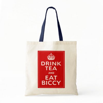 Drink Tea and Eat Biccy ~ British Fun Tote Bag by GiggleTees