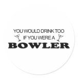 Drink Too - Bowler Round Stickers