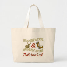 Drinking Beer Shooting Deer Canvas Bags