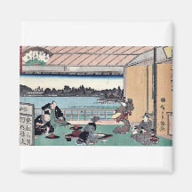 Drinking party at restaurant by Andō,Hiroshige Refrigerator Magnets