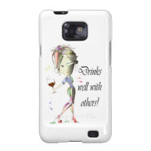 Drinks well with others, funny Wine art Galaxy S2 Covers