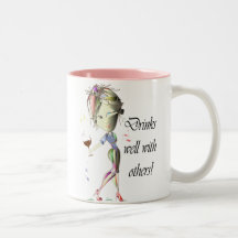Drinks well with others, funny Wine art Coffee Mug