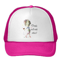 Drinks well with others, funny Wine art Mesh Hats