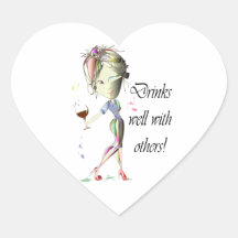 Drinks well with others, funny Wine art Stickers