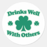 Drinks Well With Others Round Stickers