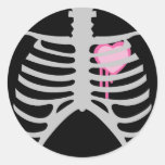 Dripping Heart in Ribcage Round Stickers