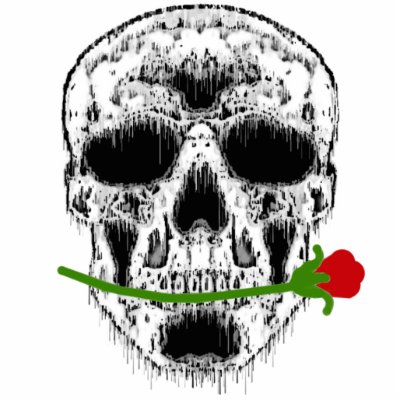 Drippy White Skull with Rose Ornament Cut Out by HalloweenSpirit
