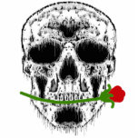 Drippy White Skull with Rose Ornament photo sculptures