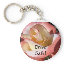Drive Safe! Moms said to keychain Pink Rose Flower