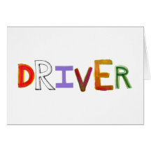 Driver word art colourful unique designated sober card