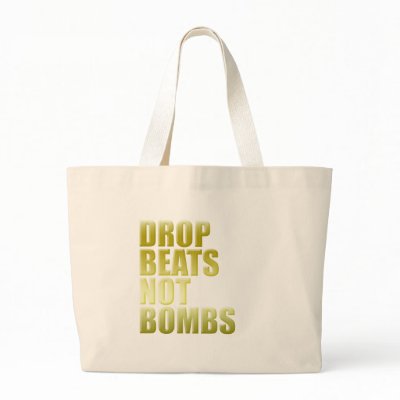 Drop Beats Not Bombs 2 - DJ DJing Disc Jockey Canvas Bags by HOTDJGEAR