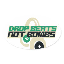 Drop Beats not Bombs Oval Stickers