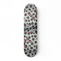 Drops of glittered magenta hair gel skate boards