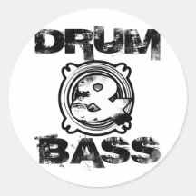Drum and Bass Subwoofer Round Sticker