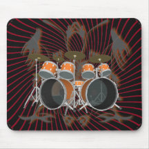 Drum Kit & Tribal Artwork: Mousepad: Orange