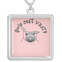 Drum Set - Silver Personalized Necklace