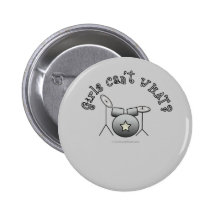 Drum Set - Silver Pinback Buttons