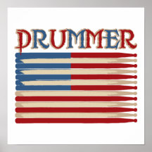 Drum Stick USA Flag Drummer Tees and Gifts Poster