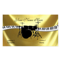 Drummer and Keyboardb Gold Business Card Templates