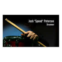 Drummer Holding Drumsticks Blue Business Card