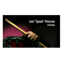 Drummer Holding Drumsticks Red Business Card