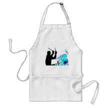 Drummer sticks in air shadow blue invert drums aprons
