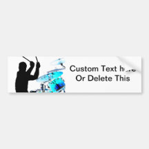 Drummer sticks in air shadow blue invert drums bumper sticker