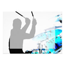 Drummer sticks in air shadow blue invert drums invite