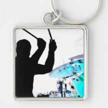 Drummer sticks in air shadow blue invert drums keychain