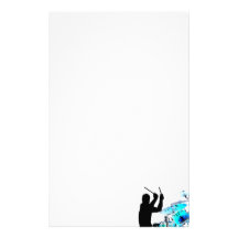 Drummer sticks in air shadow blue invert drums personalized stationery