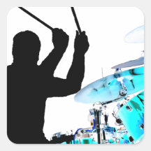 Drummer sticks in air shadow blue invert drums stickers