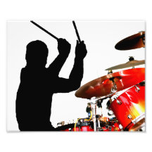 Drummer sticks in air shadow real drums photo art