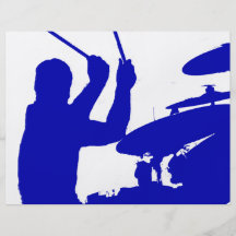 Drummer sticks in air shadow Solid blue Flyer Design