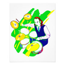 Drummer Wearing Vest Yellow Cymbals Graphic Personalized Invitations