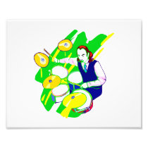 Drummer Wearing Vest Yellow Cymbals Graphic
