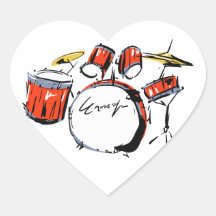 drums ハート形シール・ステッカー