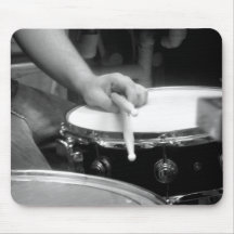 drums and drumsticks black and white mouse pads