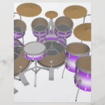 Drums: Purple & White Drum Kit: 3D Model: Full Color Flyer
