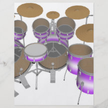 Drums: Purple & White Drum Kit: 3D Model: Full Color Flyer