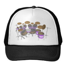 Drums: Purple & White Drum Kit: 3D Model: Mesh Hat