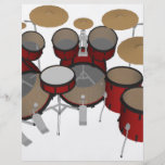 Drums: Red Drum Kit: 3D Model: Full Colour Flyer
