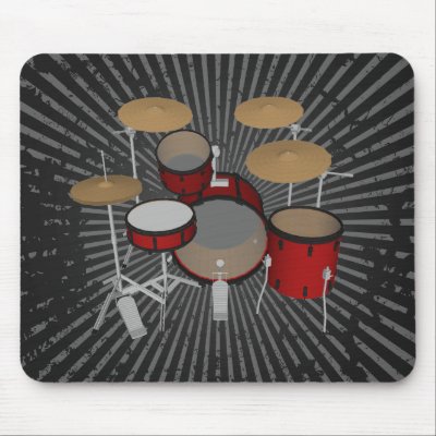 Drums: Red Drum Kit: 3D Model: Mousepad by spiritswitchboard