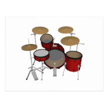 Drums: Red Drum Kit: 3D Model: Postcard