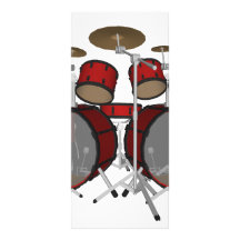 Drums: Red Drum Kit: 3D Model: Full Color Rack Card