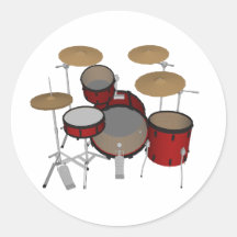 Drums: Red Drum Kit: 3D Model: Round Stickers