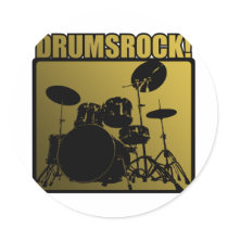 Drums Rock! Round Stickers